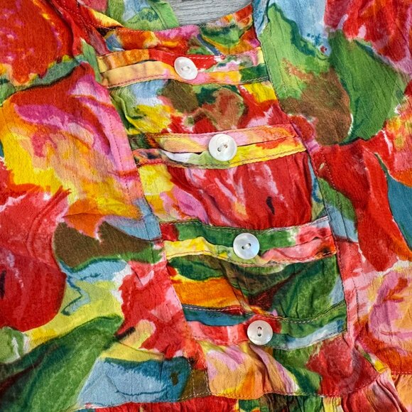 Rene Derby Multicolor Floral Sundress Sleeveless Back Cutout K23 fairycore - Picture 4 of 7